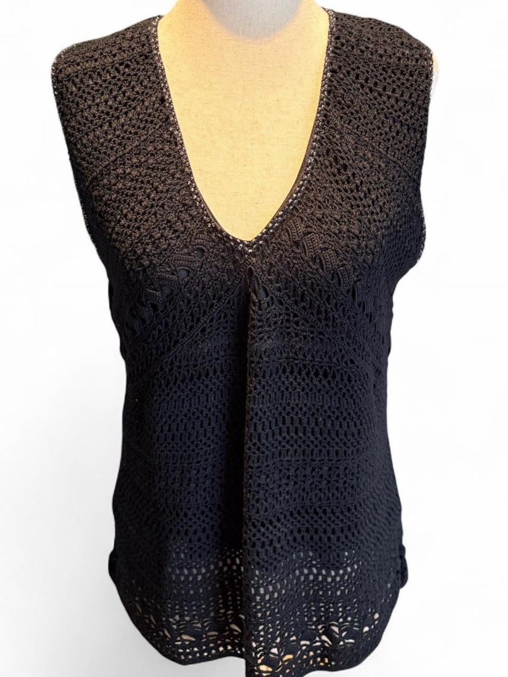 Oscar de la Renta Black Fabric Label Top